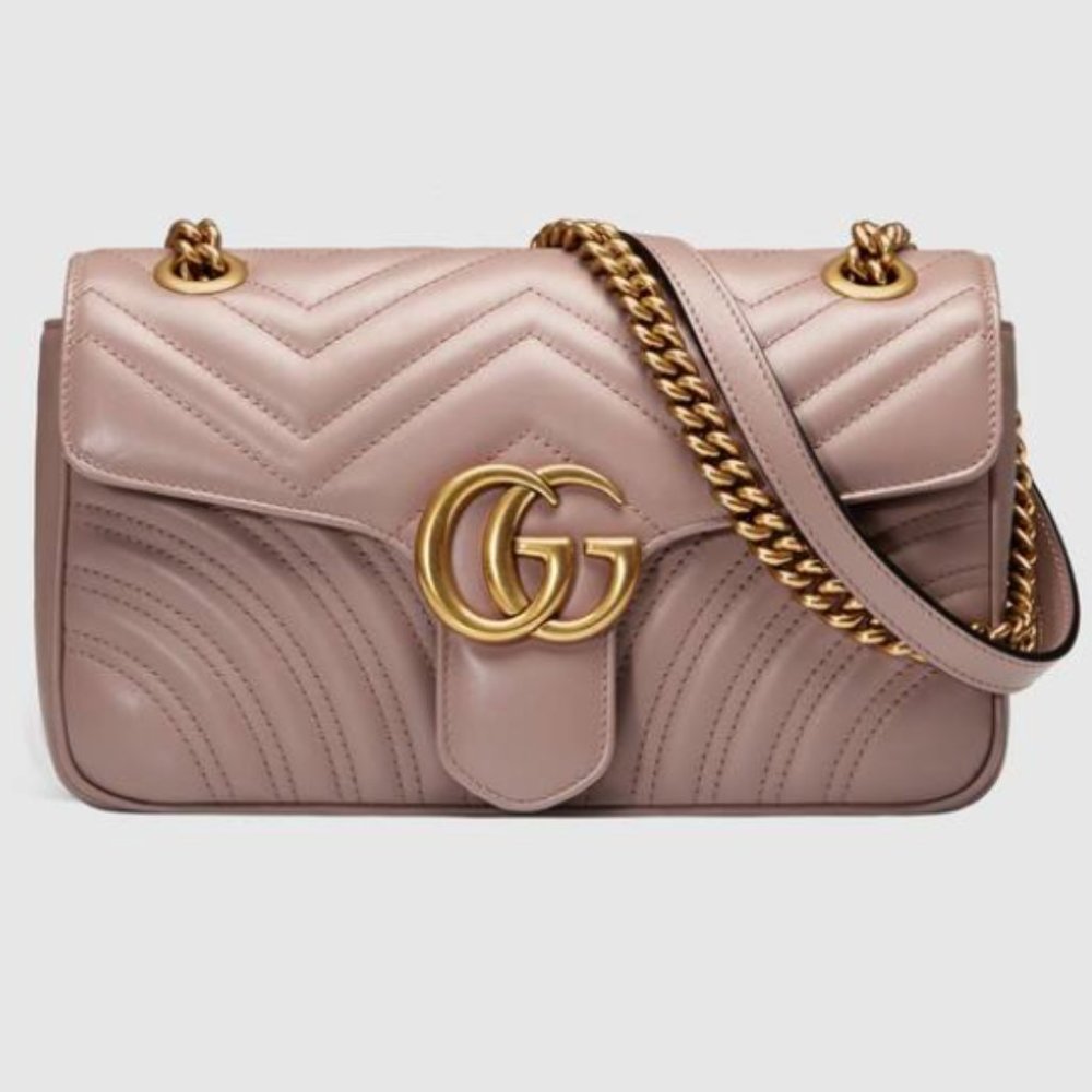 Gucci Marmont Matelassé Shoulder Small Bag Nude